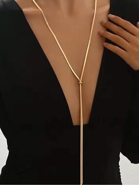 Anthropologie Gold Lariat Necklace with Drop Bars